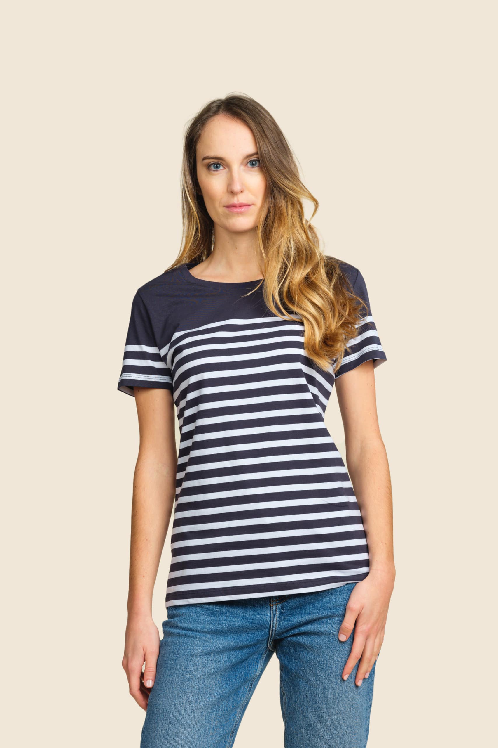 t-shirt bio marinière femme personnalisable - Icone Design