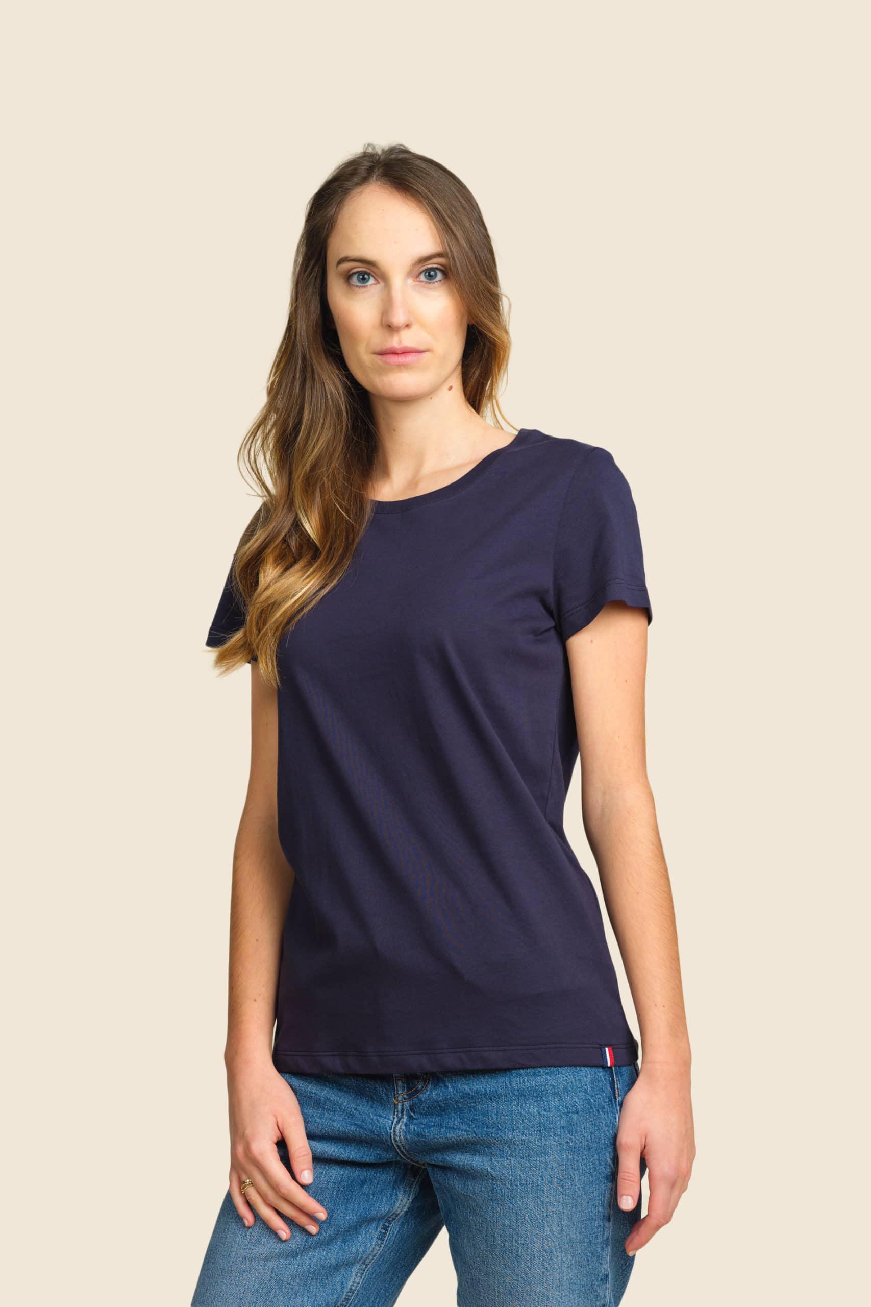 t-shirt bleu femme made in france personnalisable - Icone Design