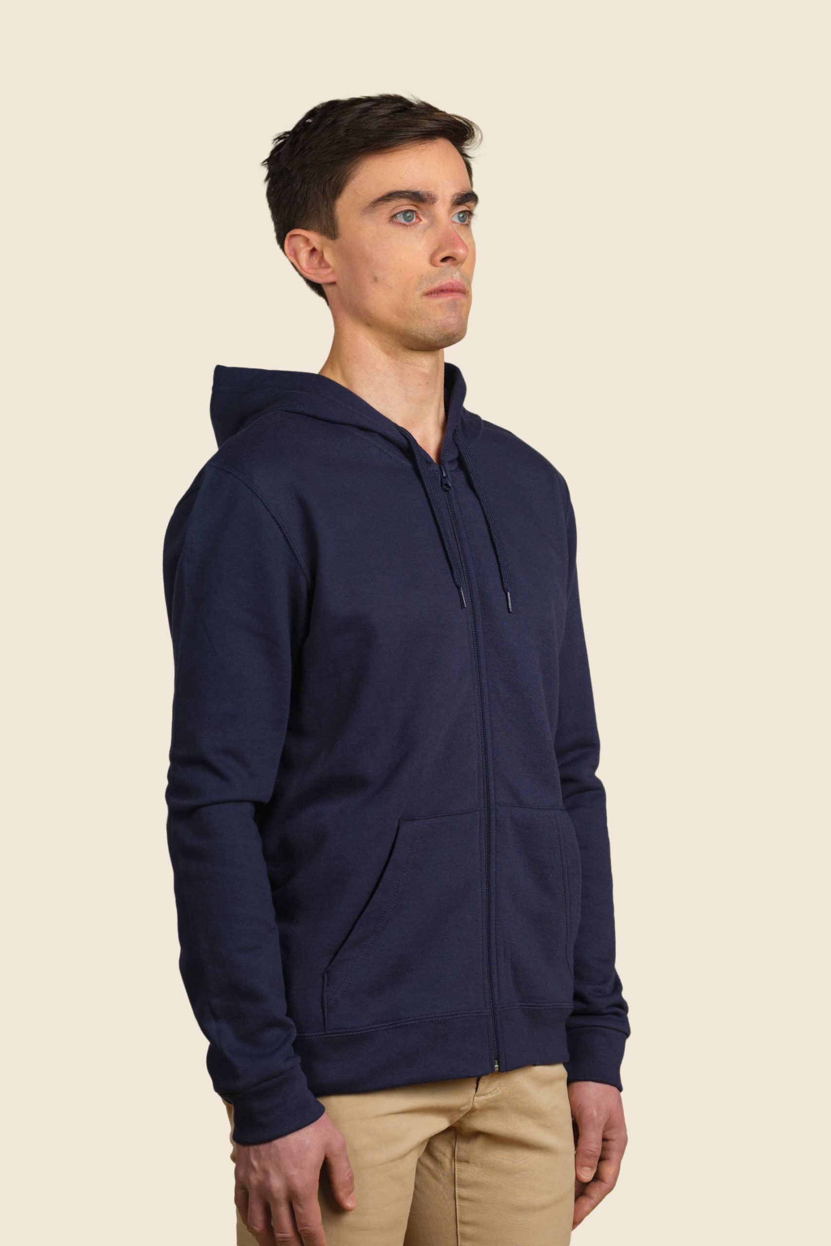 sweat à capuche zippé bleu personnalisable - Icone Design